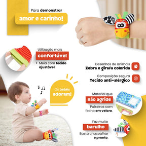 Chocalhinhos Sensorial Baby – Pulseiras + Meias UNISSEX - INFANTIL - MEIA CHOCALHO Dm Stores 