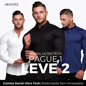 Compre 1 Leve 2 | Camisa Social Ultra Confort Anti amassados + Relogio de Brinde 131 A minha loja 