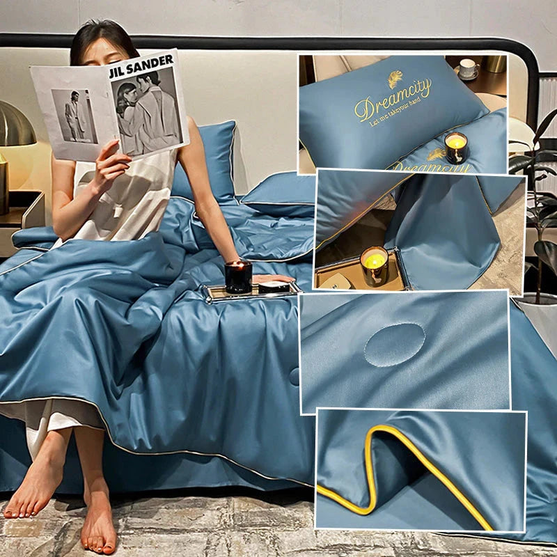 Conjunto de Cama de Seda Gelada Para o Verão [Compre 1 Leve 2] UNISSEX - CASA - CAMA, MESA & BANHO - CONJUNTO DE CAMA Dm Stores 