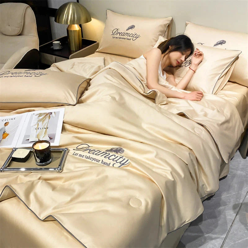 Conjunto de Cama de Seda Gelada Para o Verão [Compre 1 Leve 2] UNISSEX - CASA - CAMA, MESA & BANHO - CONJUNTO DE CAMA Dm Stores 