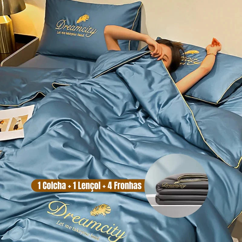 Conjunto de Cama de Seda Gelada Para o Verão [Compre 1 Leve 2] UNISSEX - CASA - CAMA, MESA & BANHO - CONJUNTO DE CAMA Dm Stores 