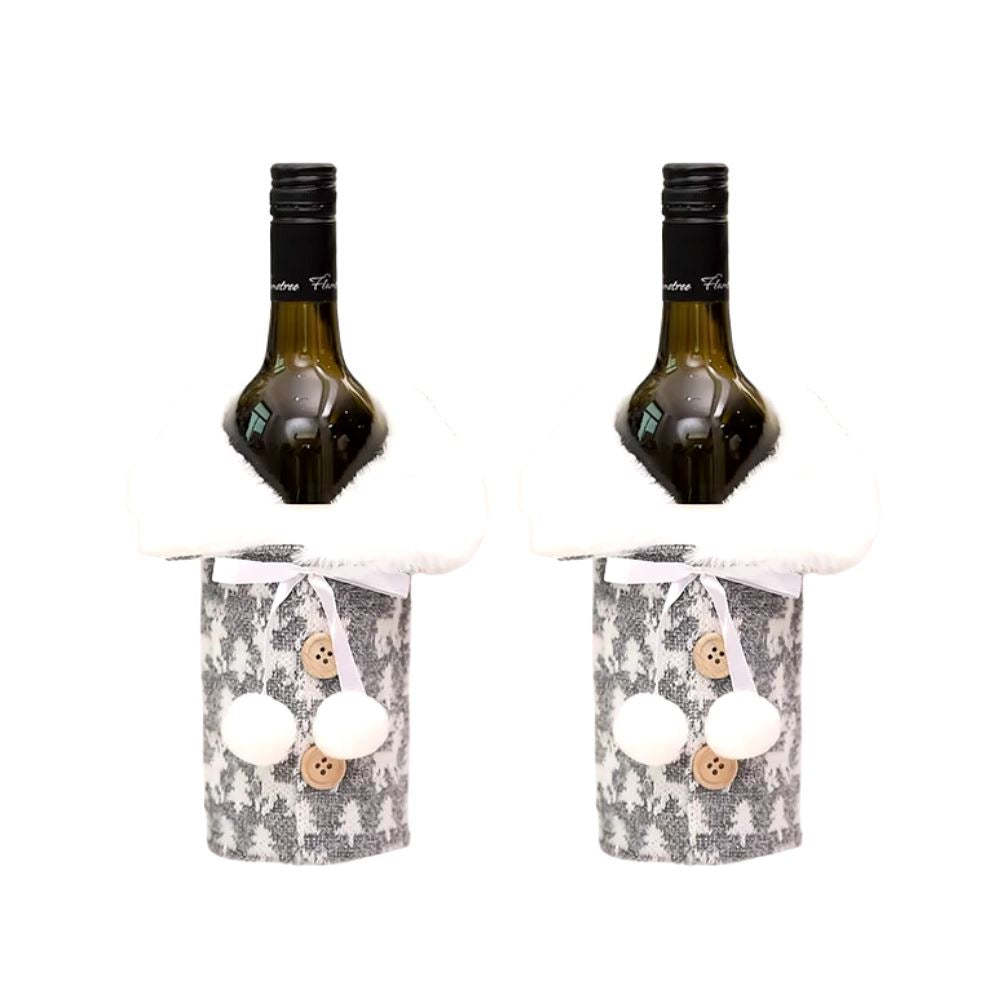 Encantos de Natal - Roupa Festiva para Garrafa de Vinho [Compre 1 Leve 2] UNISSEX - DECORAÇAO - CAPA DE VINHO NATALINO 1 Dm Stores Branco/Branco 
