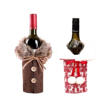 Encantos de Natal - Roupa Festiva para Garrafa de Vinho [Compre 1 Leve 2] UNISSEX - DECORAÇAO - CAPA DE VINHO NATALINO 1 Dm Stores Marrom/Vermelho 