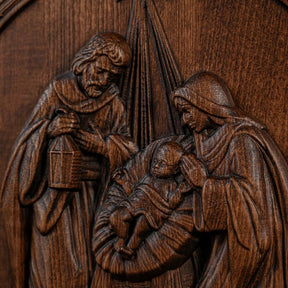 Escultura Presépio Jesus, Maria e José em Madeira UNISSEX - DECORAÇAO - ESCULTURA PRESEPIO 1 Dm Stores 