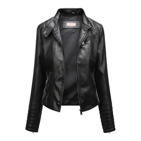 Jaqueta Feminina Slim com Gola Alta Estilo Biker - (Promoção de Inverno 2026)