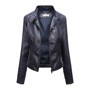 Jaqueta Feminina Slim com Gola Alta Estilo Biker - (Promoção de Inverno 2026)