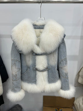 Jaqueta Jeans Feminina com Gola e Forro de lã – (Promoção de Inverno 2026)