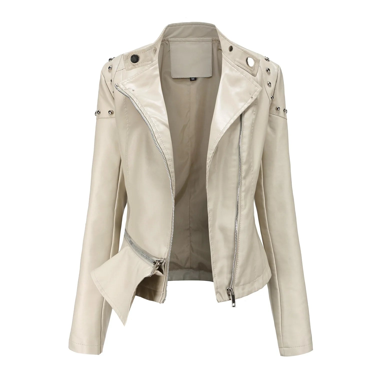 Jaqueta Feminina Estilo Motociclista com Gola Alta - (Promoção de Inverno 2026)
