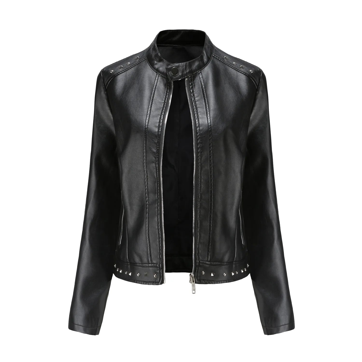 Jaqueta Feminina Estilo Punk Rock com Gola Alta - (Promoção de Inverno 2026)