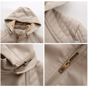 Jaqueta Clássica Forrada de Couro com Capuz - Frete Grátis FEMININO - VESTUÁRIO - JAQUETA DE COURO 2 Dm Stores 