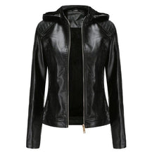 Jaqueta Clássica Forrada de Couro com Capuz - Frete Grátis FEMININO - VESTUÁRIO - JAQUETA DE COURO 2 Dm Stores Preto P 
