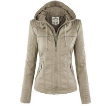 Jaqueta de Couro com Capuz - Frete Grátis FEMININO - VESTUÁRIO - JAQUETA COURO Dm Stores Bege P 