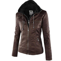 Jaqueta de Couro com Capuz - Frete Grátis FEMININO - VESTUÁRIO - JAQUETA COURO Dm Stores Marrom P 