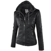 Jaqueta de Couro com Capuz - Frete Grátis FEMININO - VESTUÁRIO - JAQUETA COURO Dm Stores Preto P 