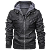 Jaqueta de Couro Masculina com Capuz Jaqueta de Couro Masculina com Capuz Removível Sr Alpha Preto P 