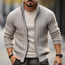 Jaqueta de Malha Grossa Masculina com Gola Alta – O seu novo Clássico para o Frio MASCULINO - JAQUETA - GOLA ALTA Dm Stores Cinza Claro M 
