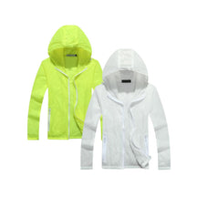 Jaqueta Esportiva Ultrafina com Proteção UV e Capuz [Pague 1 e Leve 2] UNISSEX - ROUPAS - JAQUETA 1 Dm Stores Branco/Amarelo Neon 