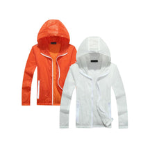 Jaqueta Esportiva Ultrafina com Proteção UV e Capuz [Pague 1 e Leve 2] UNISSEX - ROUPAS - JAQUETA 1 Dm Stores Branco/Laranja 