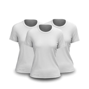 Kit 3 Camisetas Tecnológicas Femininas FitneSmart - Anti Suor FEMININO - ROUPAS - CAMISETA 3 Dm Stores 3 Brancas P 