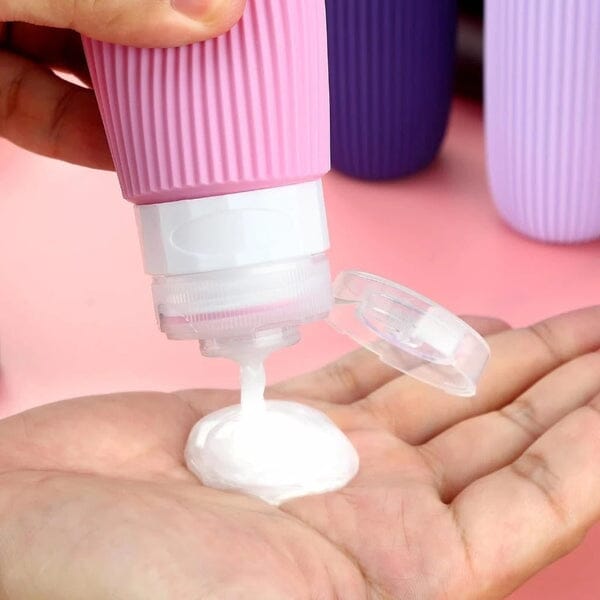 Kit 4 Frascos de Silicone Para Viagem | Anti-Vazamento UNISSEX - VIAGEM - KIT BANHO Dm Stores 