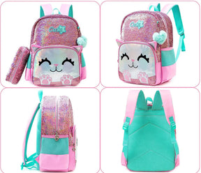 Kit Escolar 4 Peças para Meninas: Mochila, Lancheira, Estojo e Chaveiro Acessório (Kit Escolar 2) Dm Stores 