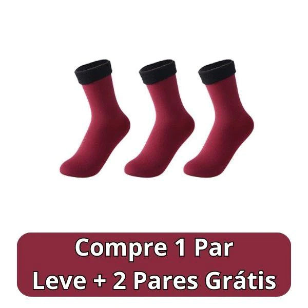 Meia Nuvem- Pés Quentes Térmica (Aveludada) + BRINDE SURPRESA Roupas (Meias 5) Dm Stores 3 unidades (COMPRE 1 LEVE 3) Vermelho 