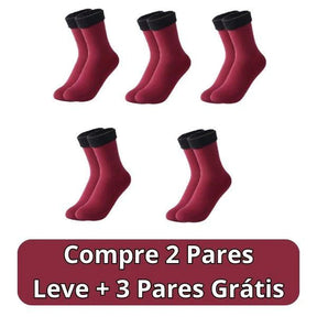 Meia Nuvem- Pés Quentes Térmica (Aveludada) + BRINDE SURPRESA Roupas (Meias 5) Dm Stores 5 UNIDADES (COMPRE 2 LEVE 5) Vermelho 