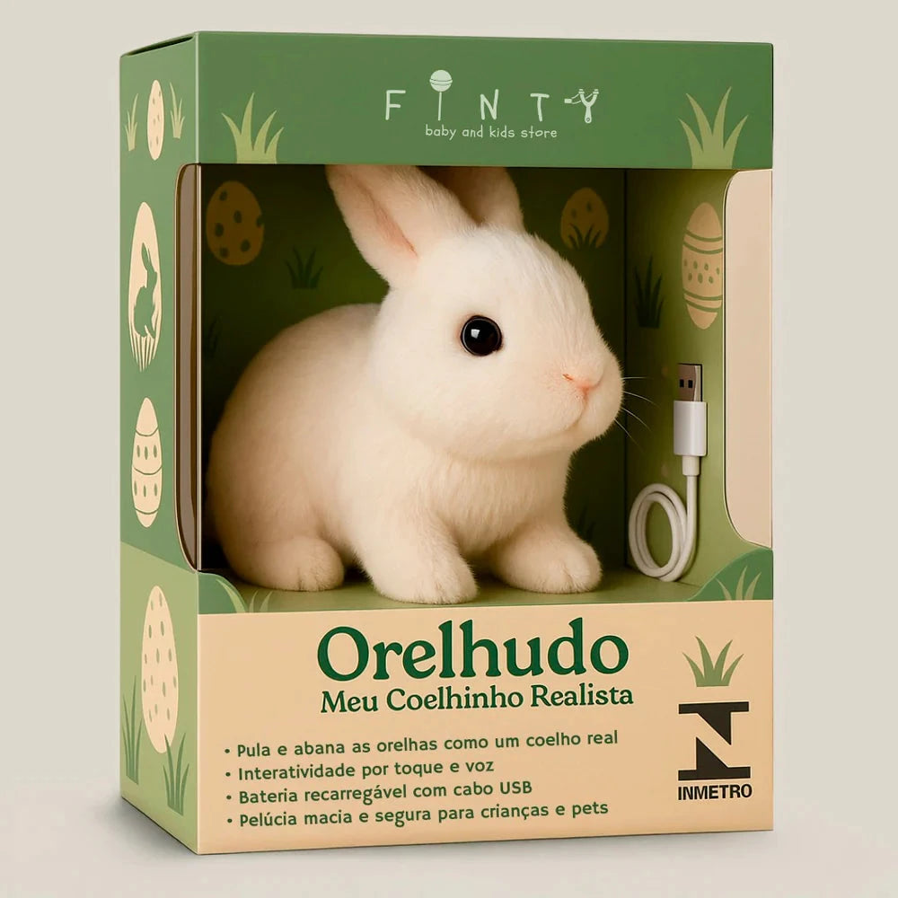 Orelhudo - Meu Coelhinho Realista UNISSEX - SAUDE - URSO DE PELUCIA 1 Dm Stores Branco 