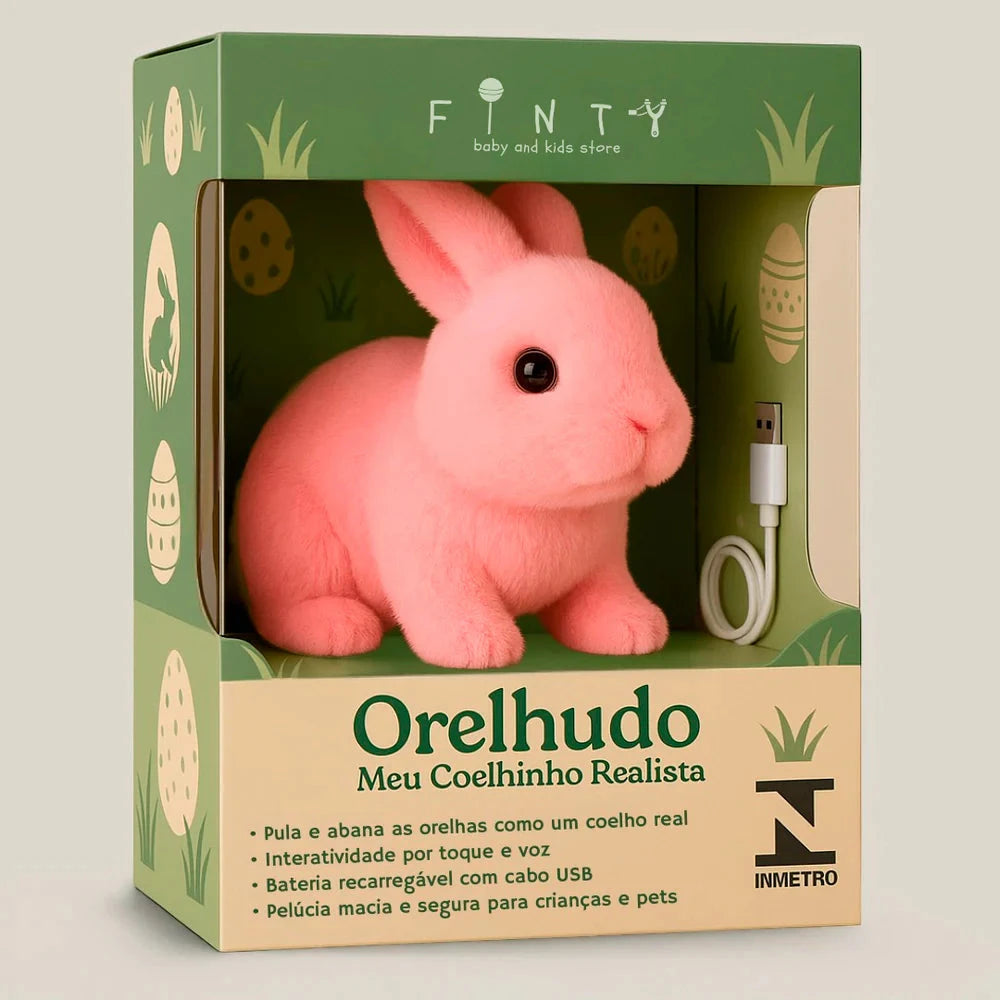 Orelhudo - Meu Coelhinho Realista UNISSEX - SAUDE - URSO DE PELUCIA 1 Dm Stores Rosa 