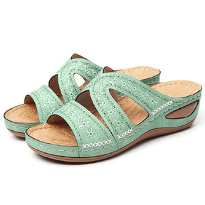 Sandália Ortopédica Feminina de Couro Antiderrapante Calçados (Sandália Feminina 27) Dm Stores 35 Verde 