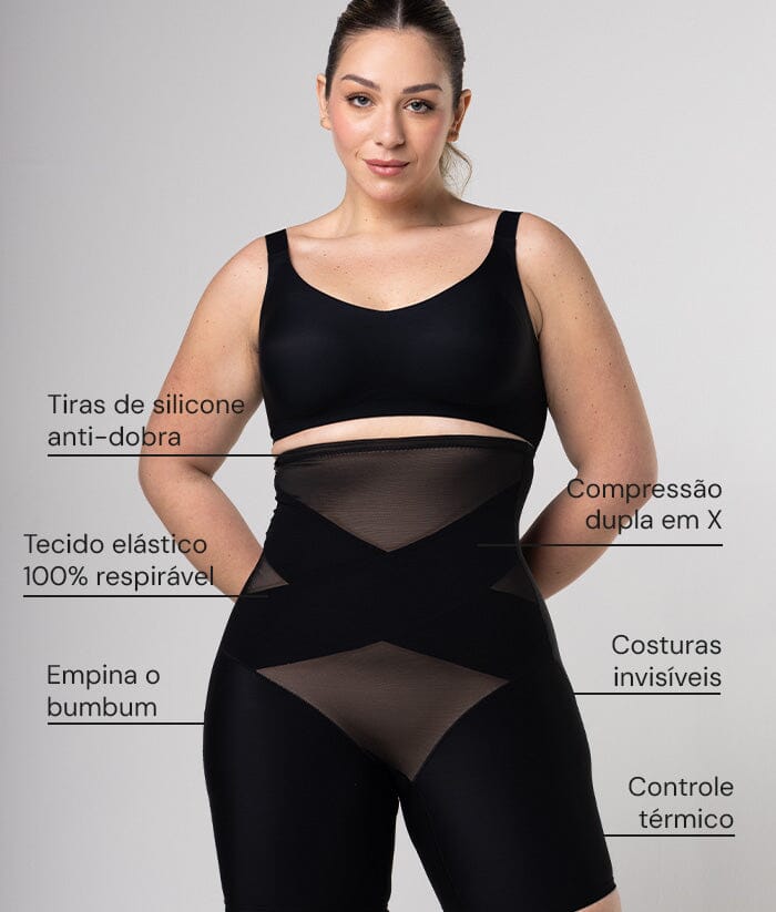 Short Modelador com Compressão em X FEMININO - SAÚDE E BELEZA - CINTA MODELADORA 2 Dm Stores 