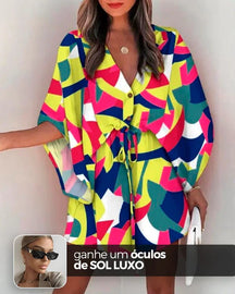 Vestido Kimono Acinturado Patrícia + Brinde Exclusivo Roupas (Vestido 7) Dm Stores P Estampa 4 