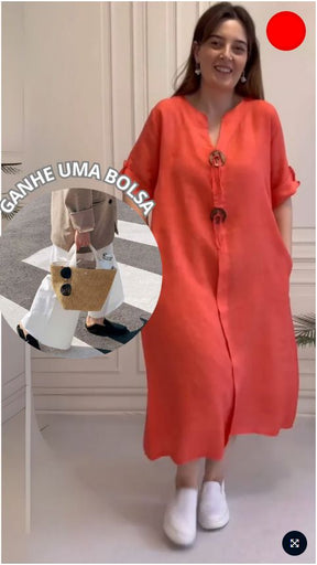 Vestido Marina - (COMPRE 1 E LEVE 2 ) + Bolsa (PRESENTE) FEMININO - ROUPAS - VESTIDO 3 Dm Stores Laranja 