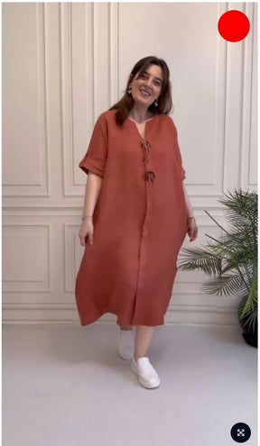 Vestido Marina - (COMPRE 1 E LEVE 2 ) + Bolsa (PRESENTE) FEMININO - ROUPAS - VESTIDO 3 Dm Stores Terracota 