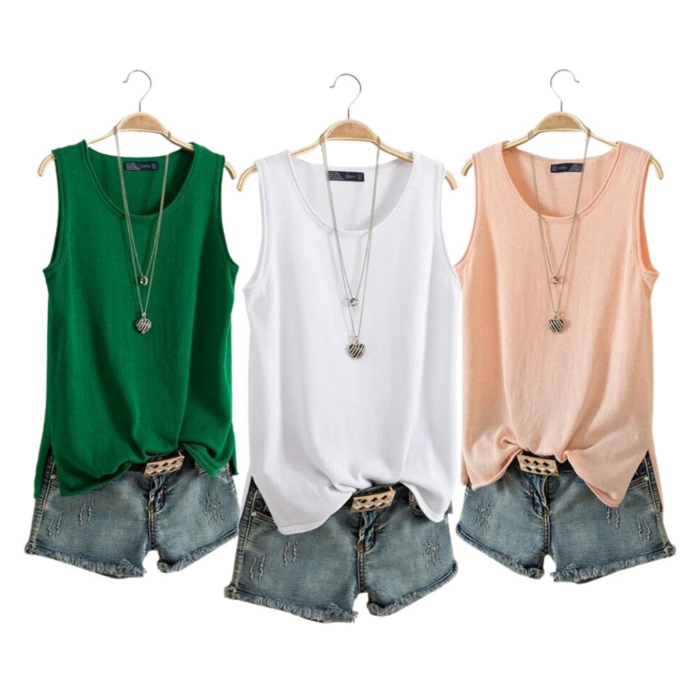 Blusa Regata Alana [PAGUE 2 LEVE 3] Roupas (Regata Feminina 1) Dm Stores Rosa/Branca/Verde M 