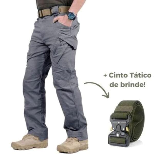 Calça Military Tactical Ultra Resistente e Impermeável + Cinto de BRINDE Roupas (Calças Militar 1) Dm Stores P Cinza 