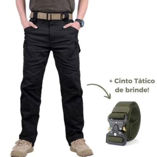Calça Military Tactical Ultra Resistente e Impermeável + Cinto de BRINDE Roupas (Calças Militar 1) Dm Stores P Preto 
