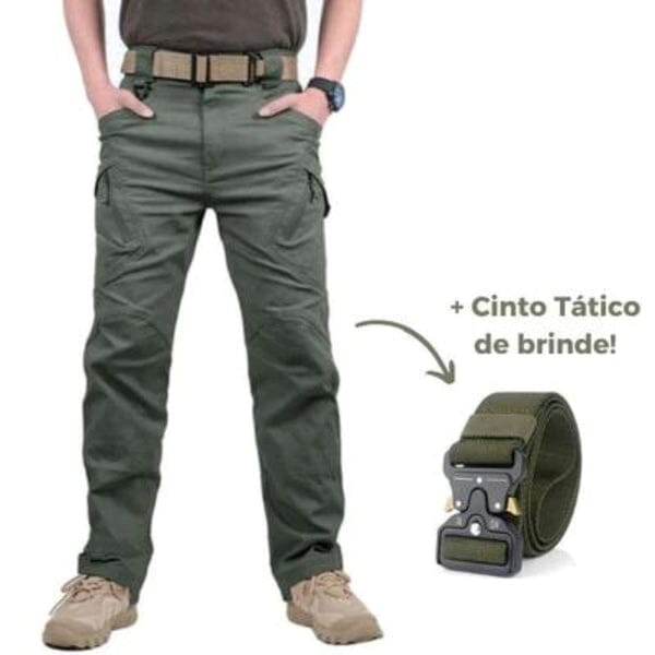 Calça Military Tactical Ultra Resistente e Impermeável + Cinto de BRINDE Roupas (Calças Militar 1) Dm Stores P Verde 