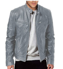 Jaqueta Masculina em Couro PU Estilo Sofisticado e Minimalista Roupas (Jaqueta Masculina 10) Dm Stores Cinza PP 