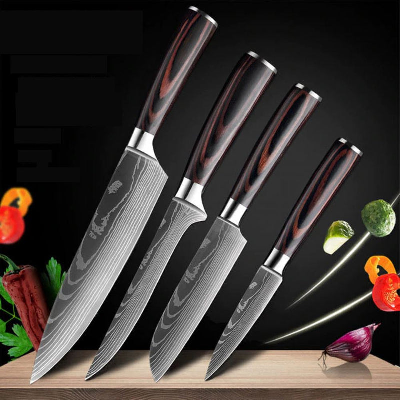 Kit 4 facas em Aço Damasco Japonês Force Platinum Cozinha (Faca 1) Dm Stores 