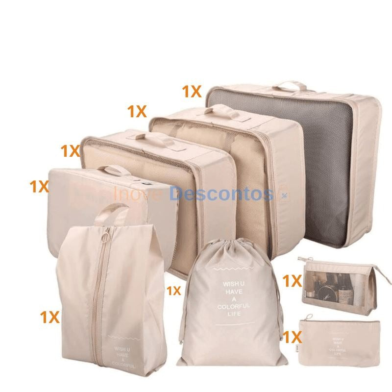 Kit de Bolsas Organizadoras à Prova D'Água - Compre 5 Leve 8 Joias & Acessórios (Bolsa 2) Dm Stores Compre 5 Leve 8 Bege 
